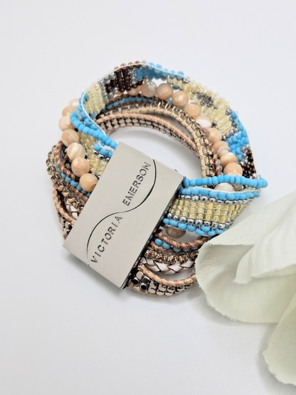 Victoria Emerson Women Amalfi Boho Bracelet With Engraved Magnetic Clasp